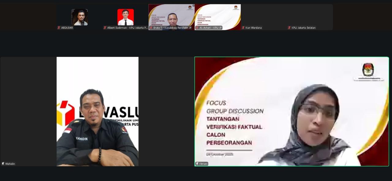Wahidin(kiri) dalam giat Focus Group Discussion KPU Jakarta Pusat