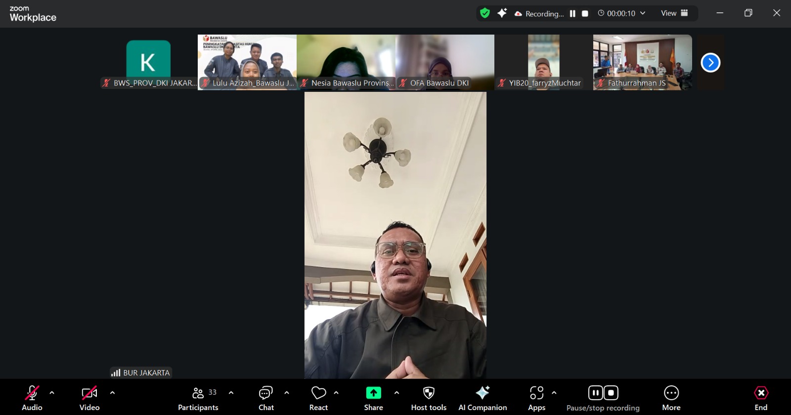 Koordinator Divisi Pencegahan Bawaslu Provinsi DKI Jakarta, Burhanuddin saat memberikan arahan