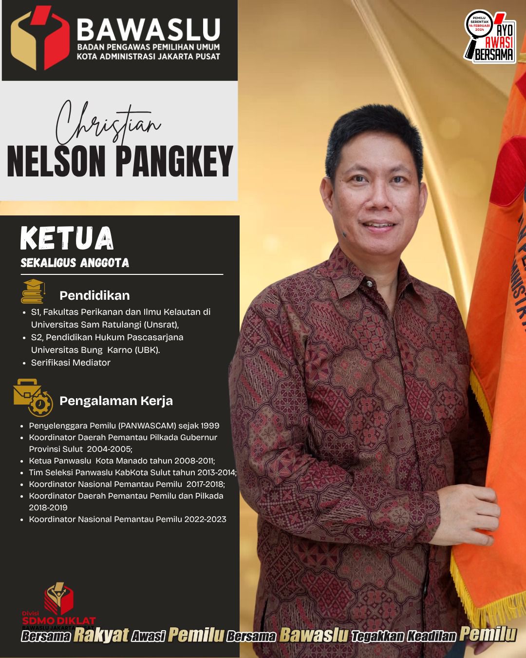 Ketua Bawaslu Kota Jakarta Pusat