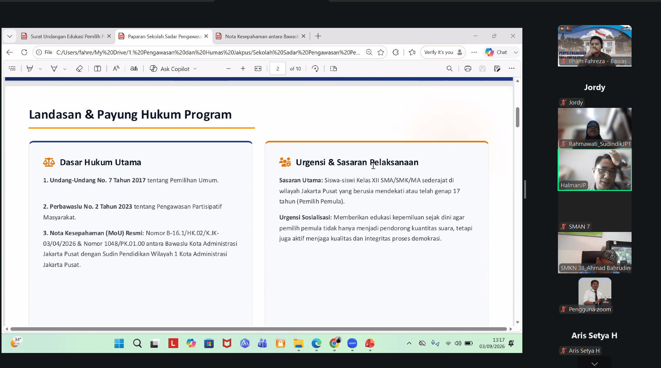 Bawaslu Jakarta Pusat Perkuat Kolaborasi dengan Sudin Pendidikan Jakarta Pusat Wilayah I