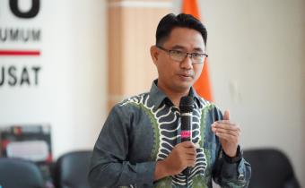 Anggota Bawaslu Jakarta Pusat, M. Halman Muhdar saat memberikan pembekalan bagi peserta kegiatan P2P.